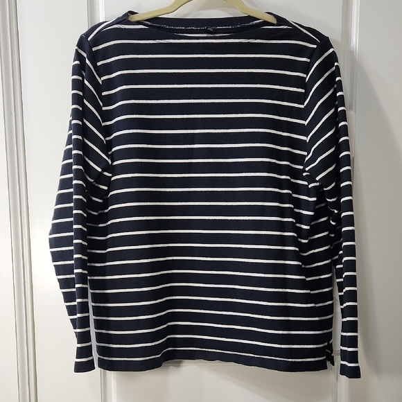 Uniqlo Tops - Uniqlo Women's Black and White Striped Boatneck Top Large